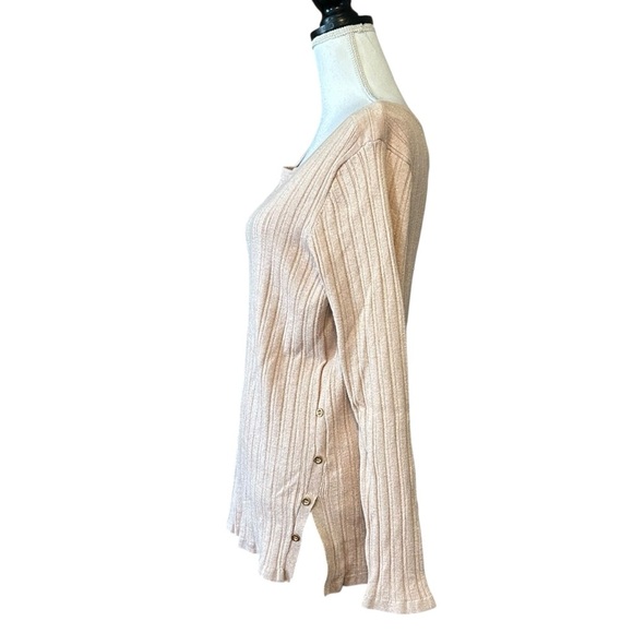 Croft & Barrow Ribbed Button Sides Long Sleeve Knit Sweater SZ XL Rose Gold NEW - Picture 3 of 7